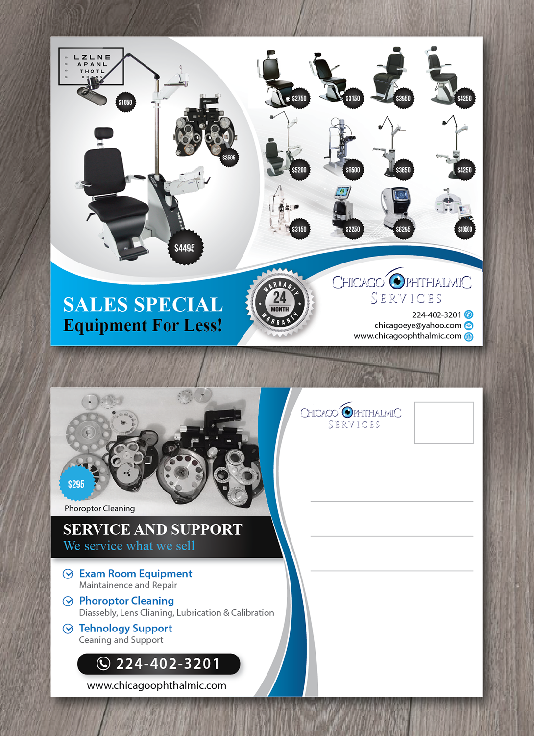Diseño de Postal por alex989 para Chicago Ophthalmic Services, Inc | Diseño #20956936