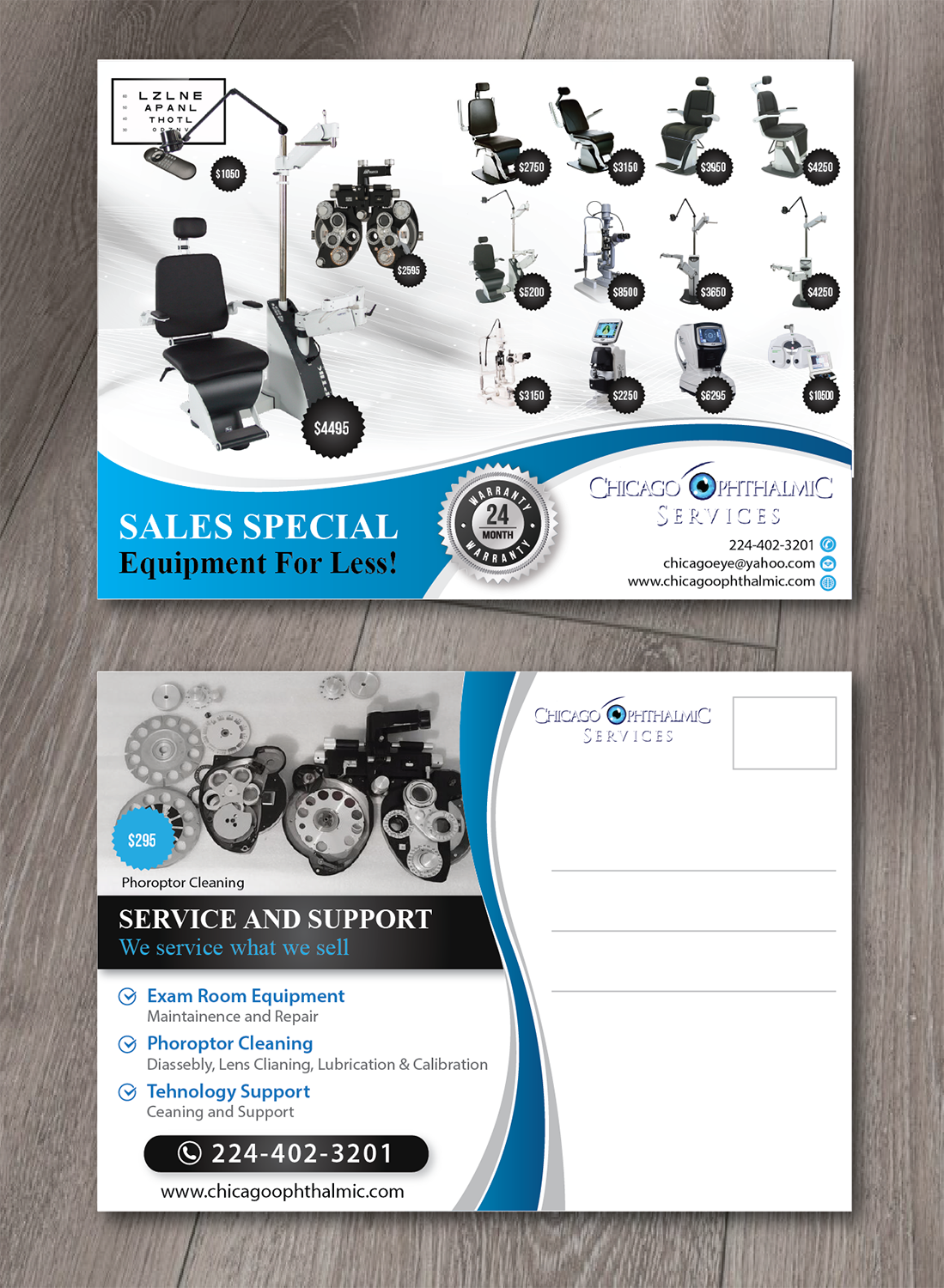 Diseño de Postal por alex989 para Chicago Ophthalmic Services, Inc | Diseño #20956937