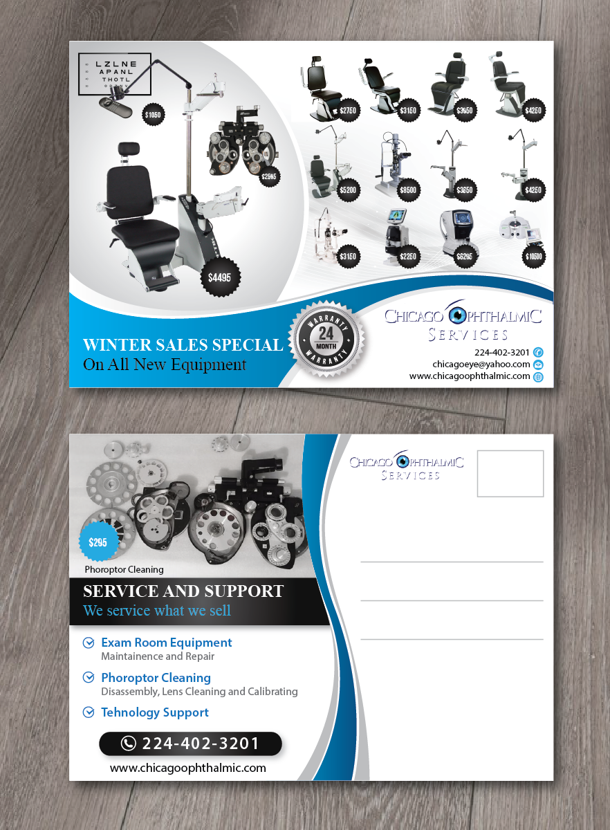 Diseño de Postal por alex989 para Chicago Ophthalmic Services, Inc | Diseño #21003693