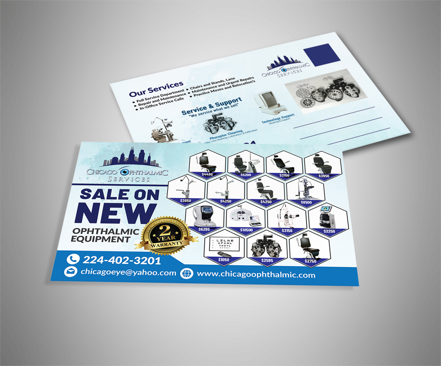 Diseño de Postal por Deziners Zone para Chicago Ophthalmic Services, Inc | Diseño #20949880