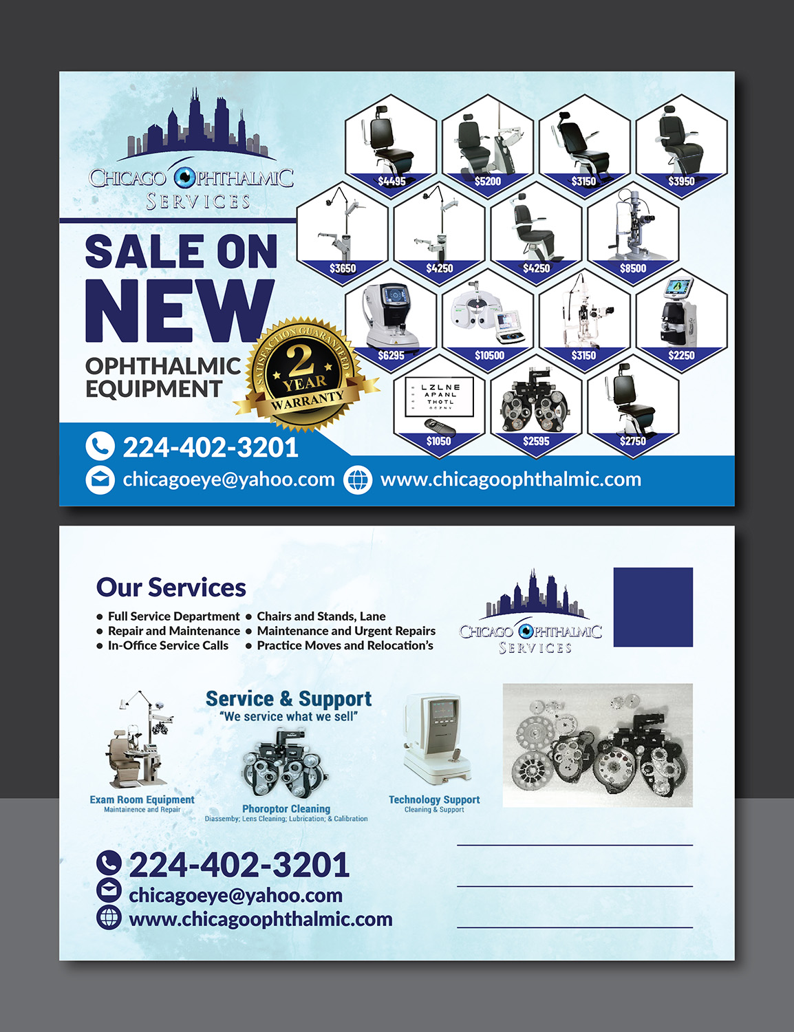 Postkarten-Design von Deziners Zone für Chicago Ophthalmic Services, Inc | Design #20949882