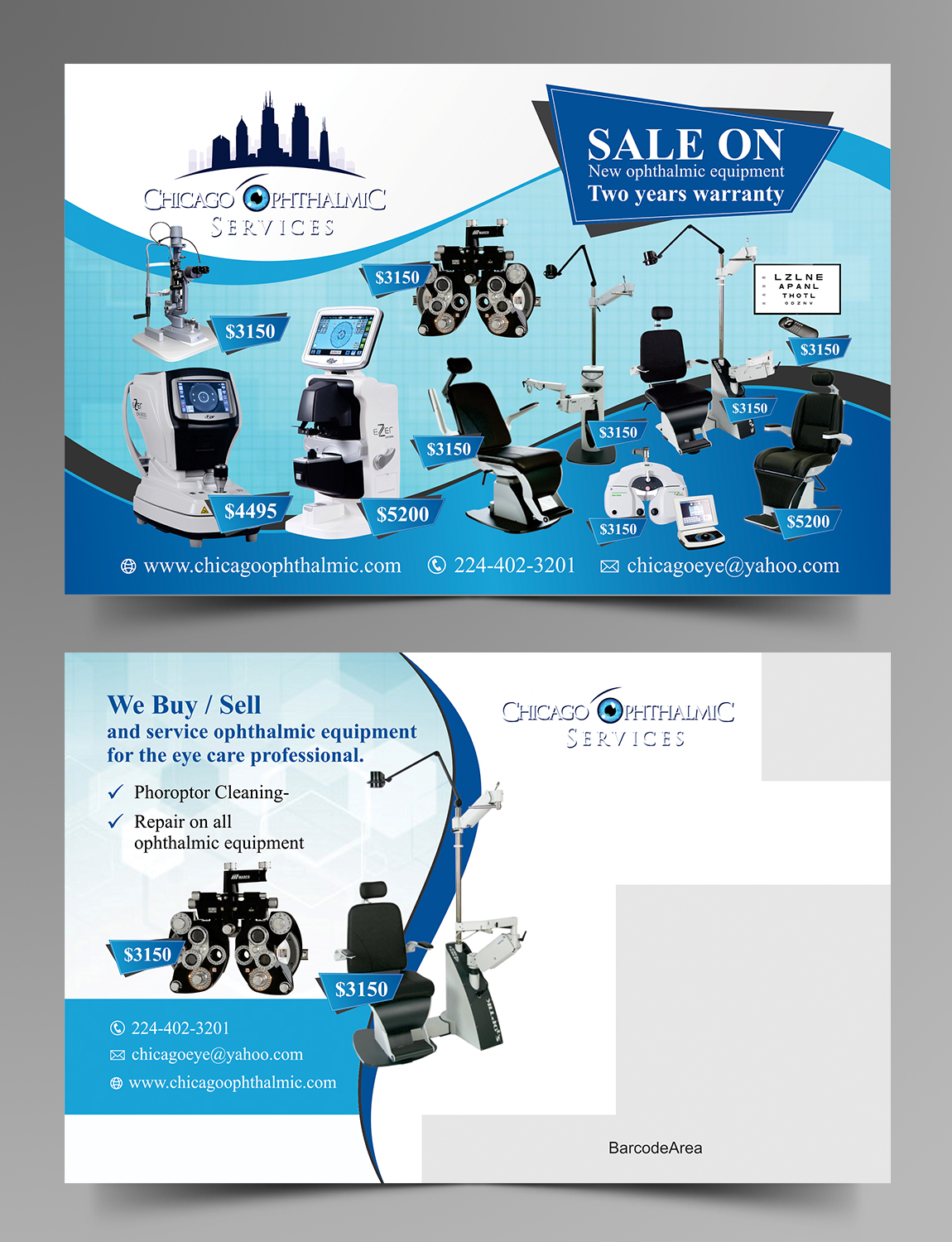 Postcard Design by ecorokerz for Chicago Ophthalmic Services, Inc | Design #20948383