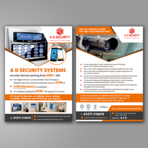 A D Security Systems - Alarm and CCTV installation Flyer | Diseño de Flyer por ecorokerz