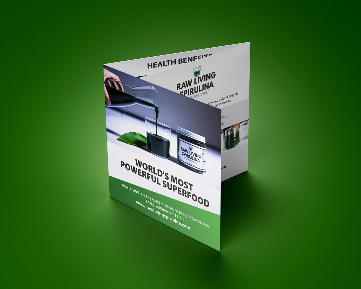 Diseño de Flyer por Sergio Coelho para Raw Living Spirulina | Diseño #21003729
