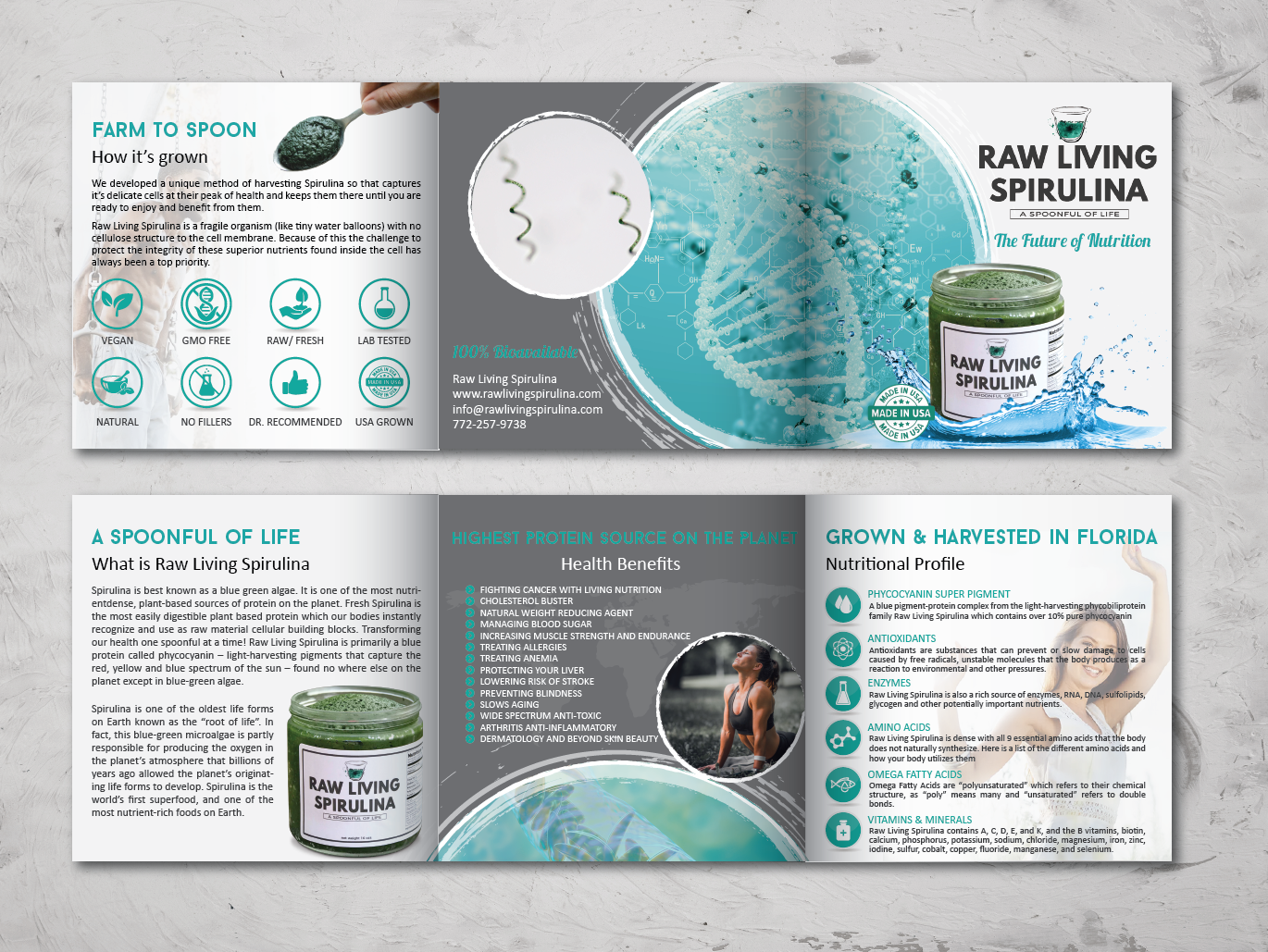 Diseño de Flyer por alex989 para Raw Living Spirulina | Diseño #21030932