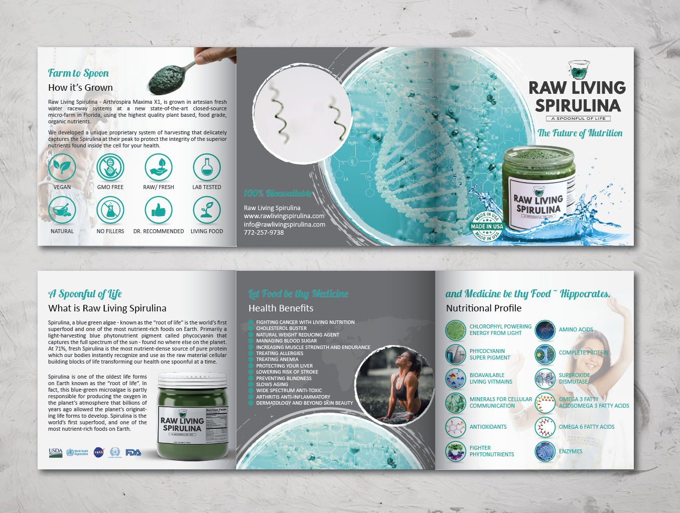 Diseño de Flyer por alex989 para Raw Living Spirulina | Diseño #21034269