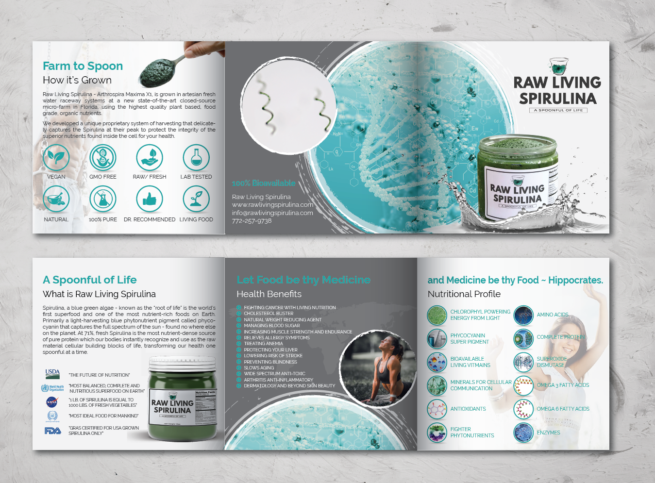Diseño de Flyer por alex989 para Raw Living Spirulina | Diseño #21039657