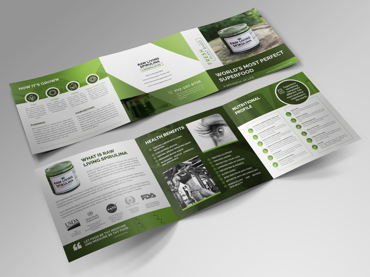 Flyer Design by Ena for Raw Living Spirulina | Design #21019693