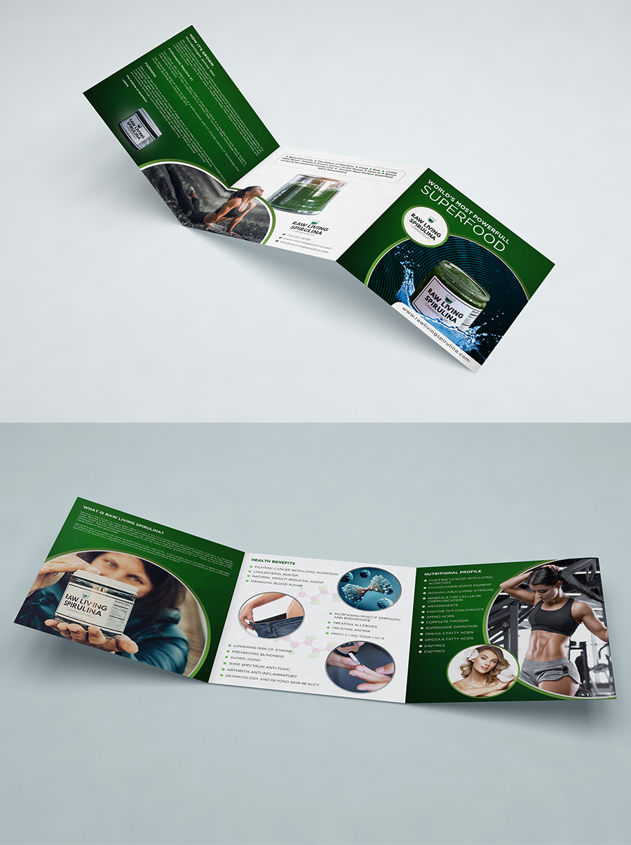 Diseño de Flyer por debdesign para Raw Living Spirulina | Diseño #20984460
