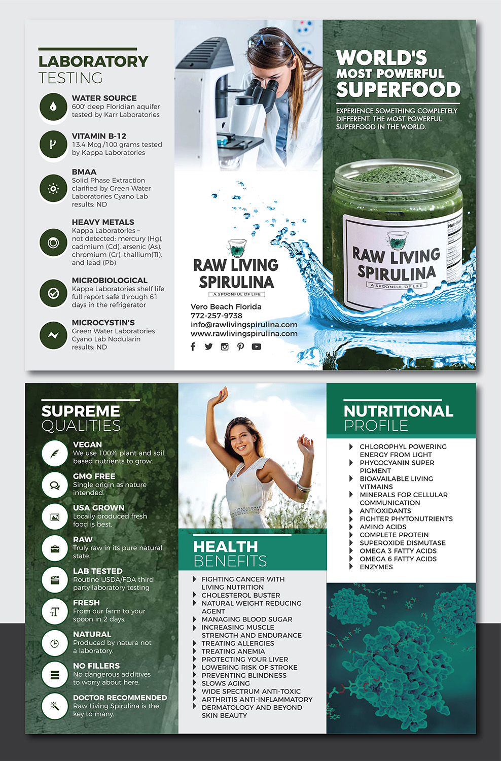 Flyer Design by Deziners Zone for Raw Living Spirulina | Design #20984476