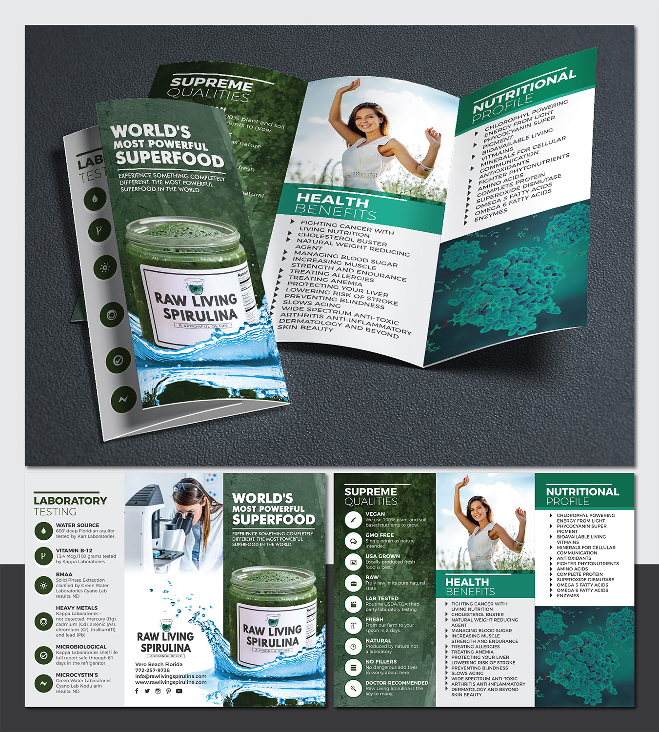 Design de Flyer par Deziners Zone pour Raw Living Spirulina | Design #20984477
