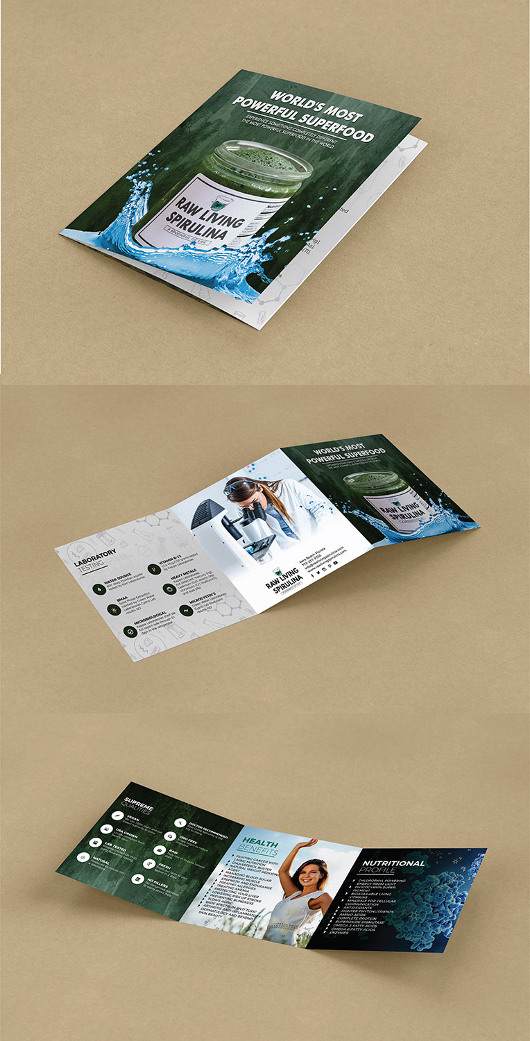 Diseño de Flyer por Deziners Zone para Raw Living Spirulina | Diseño #21002155