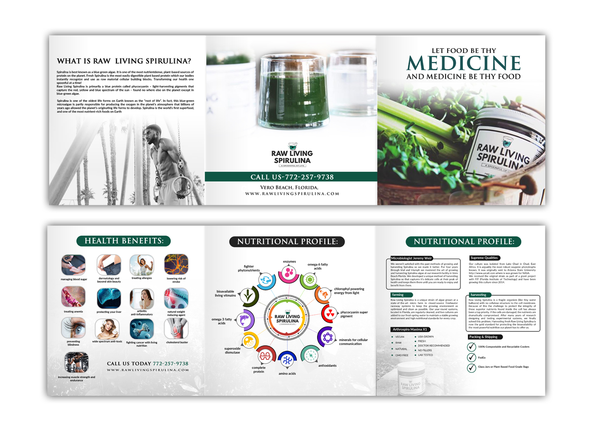 Design de Flyer par LAXMI DESIGNHUB pour Raw Living Spirulina | Design #21028944