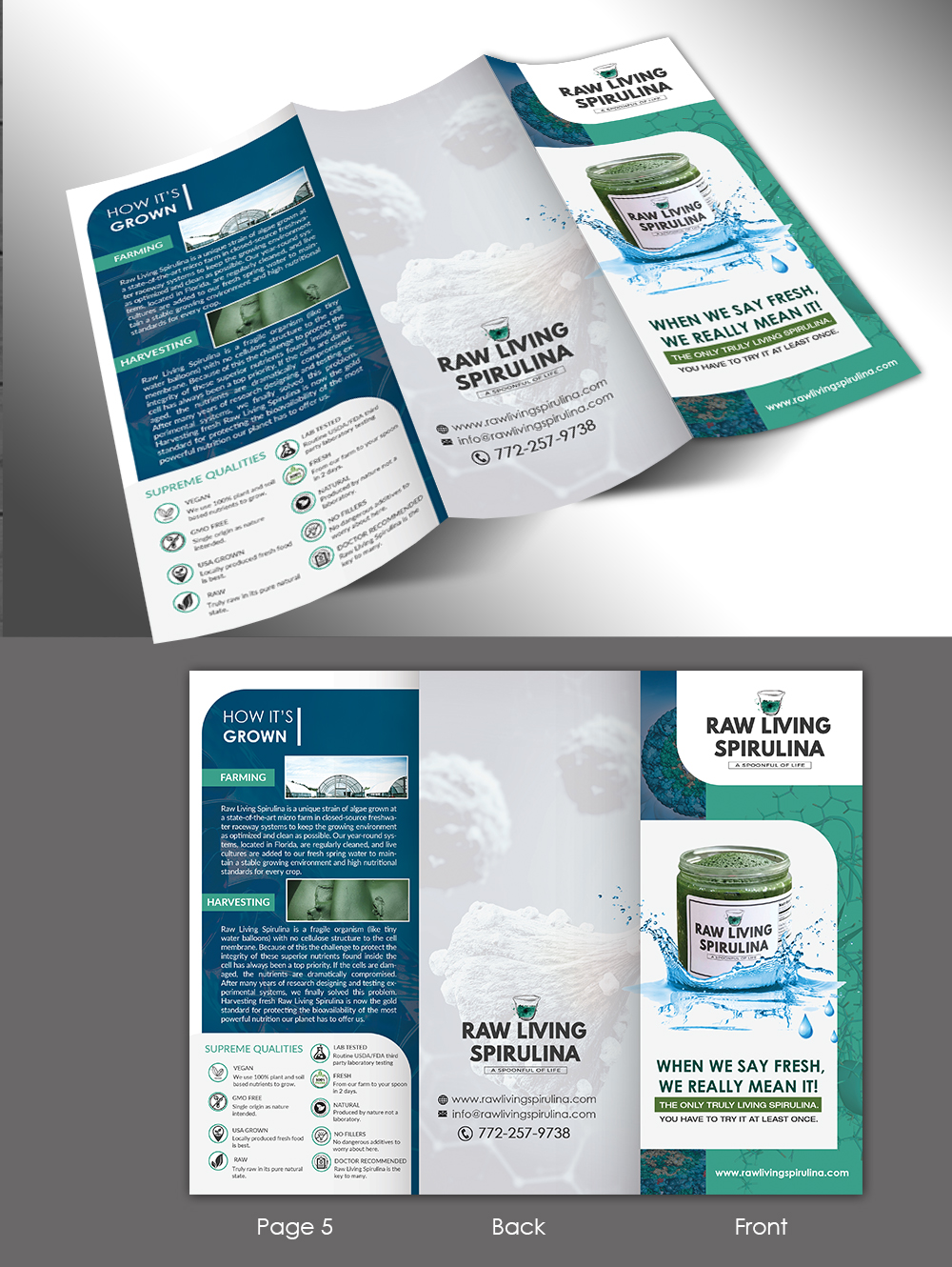 Diseño de Flyer por innovative earth para Raw Living Spirulina | Diseño #21009390