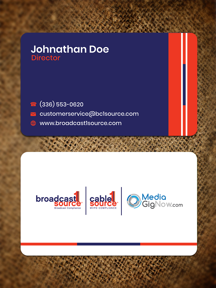 Business Card Design by JK18 for Broadcast1Source | Design #21016706