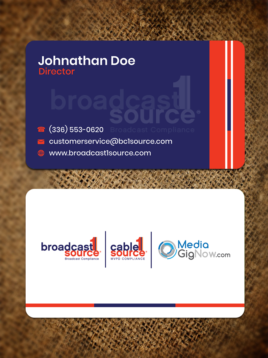 Business Card Design by JK18 for Broadcast1Source | Design #21021718
