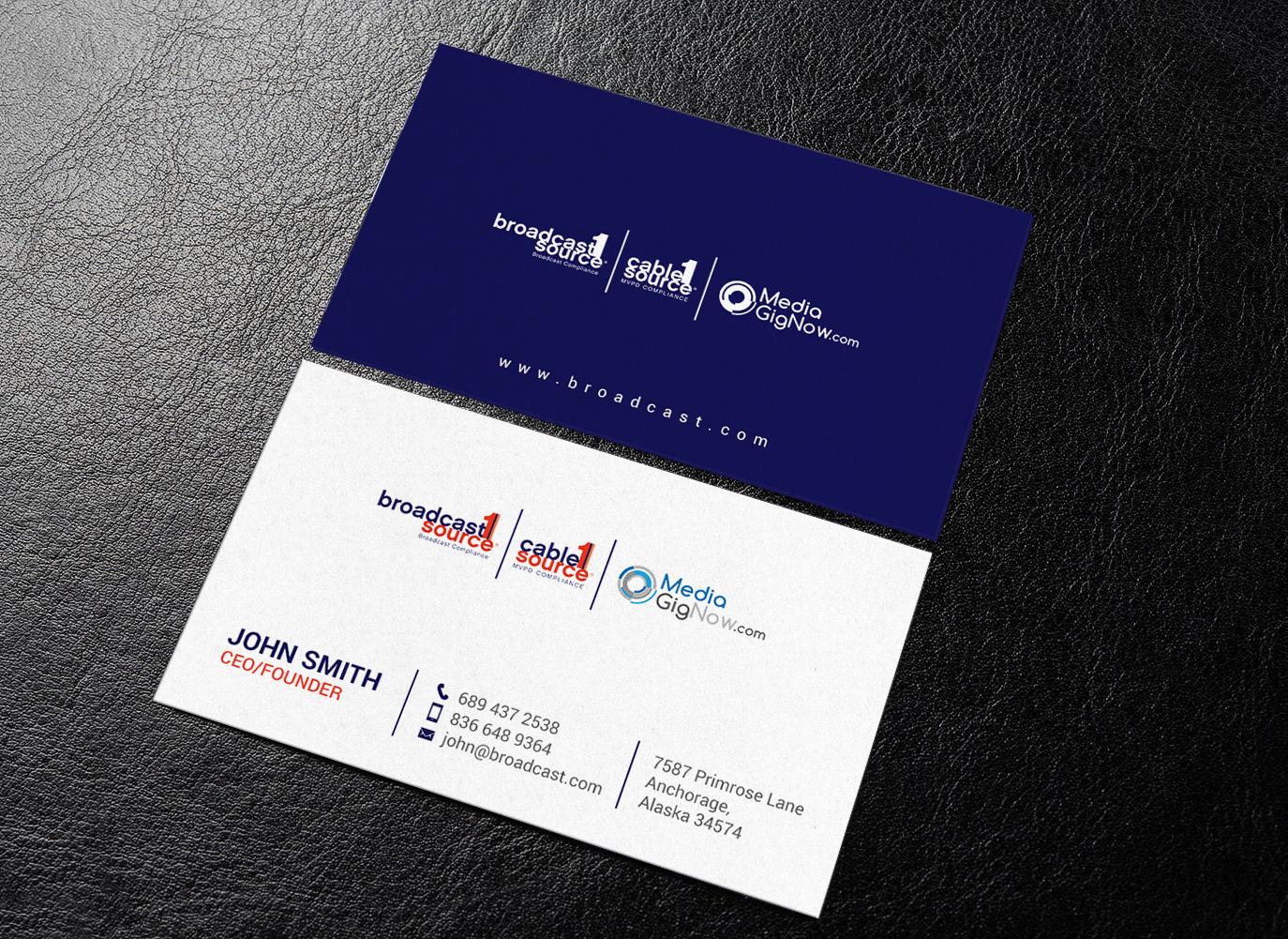 Diseño de Tarjeta de Presentación por chandrayaan.creative para Broadcast1Source | Diseño #21026074