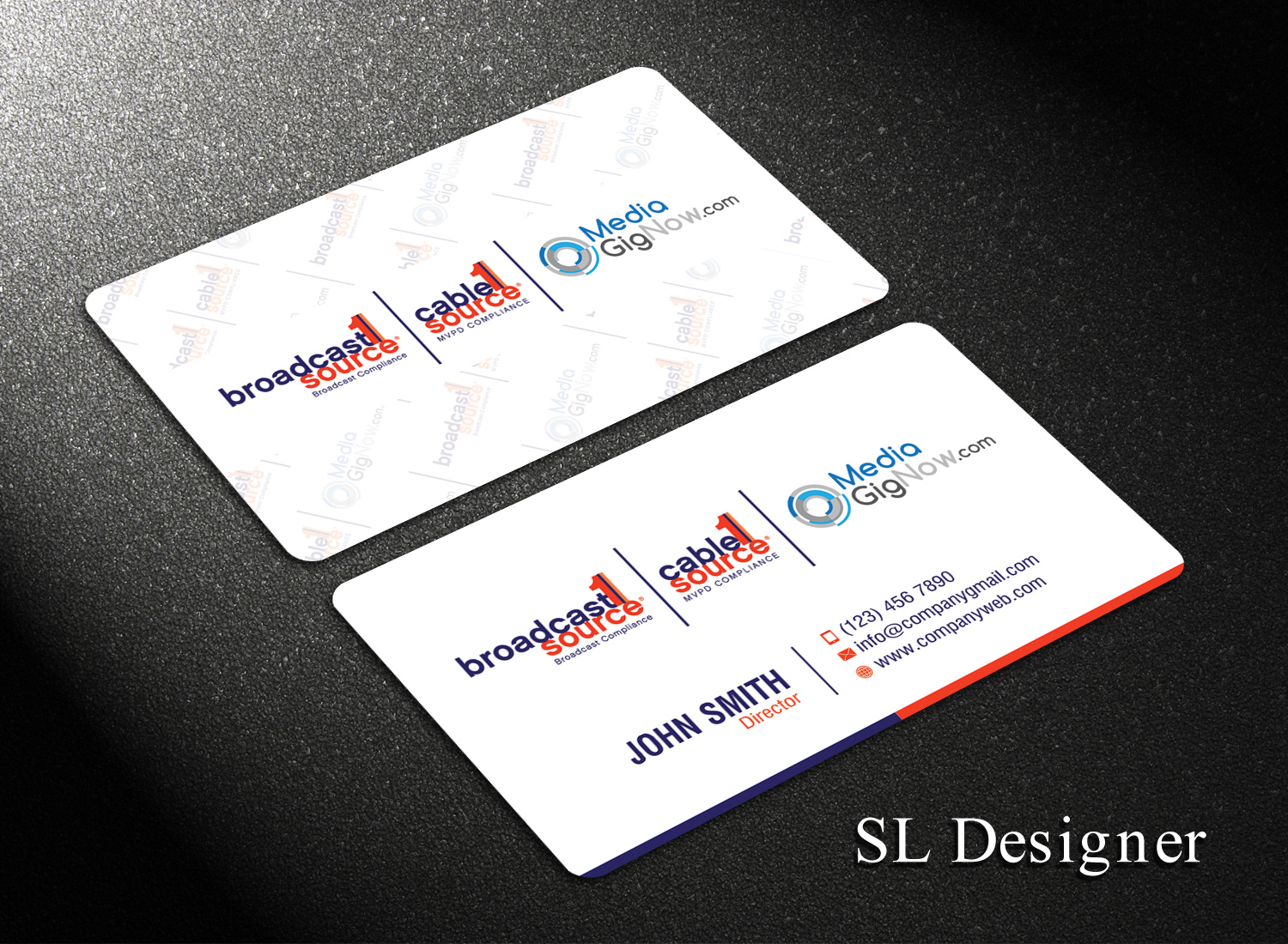 Business Card Design by SL Designer for Broadcast1Source | Design #21050574