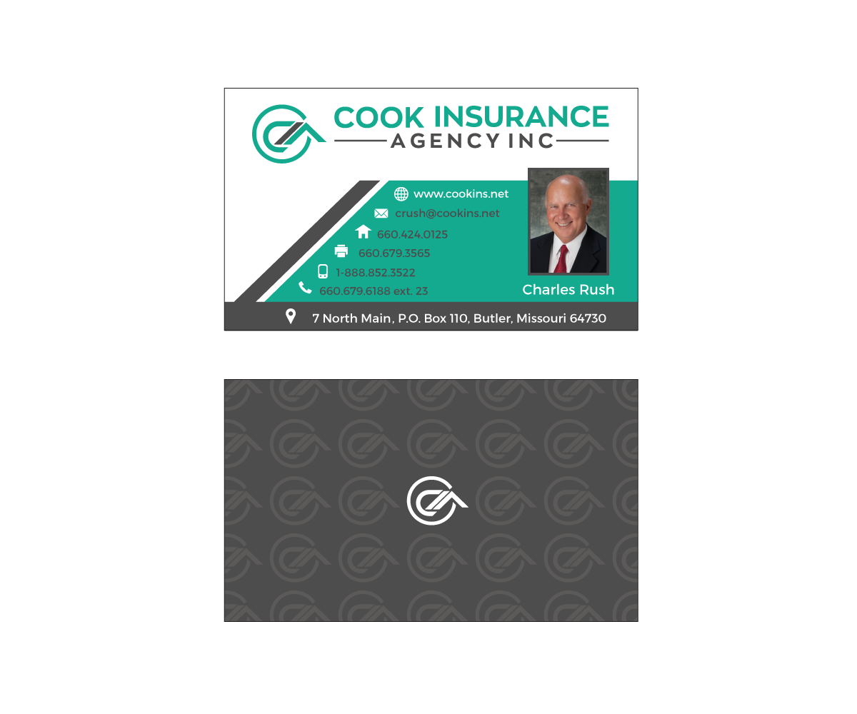 Design de Carte de Visite par Buck Tornado pour Cook Insurance Agency | Design #21015019
