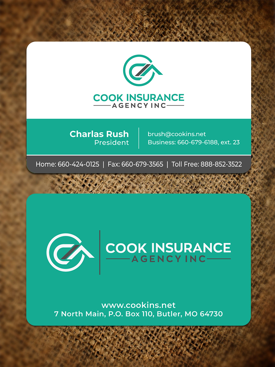 Business Card Design by JK18 for Cook Insurance Agency | Design #21007621