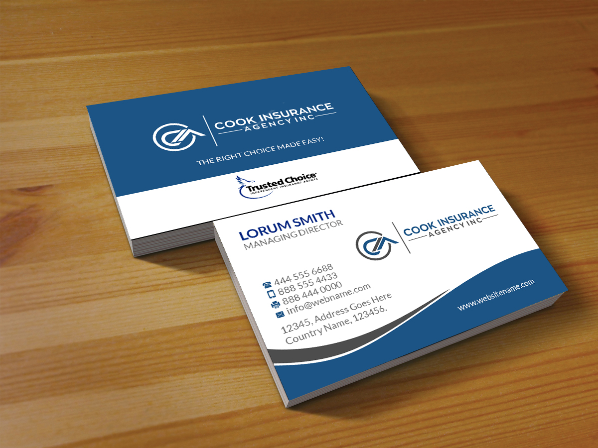Visitenkarten-Design von Creations Box 2015 für Cook Insurance Agency | Design #21008987
