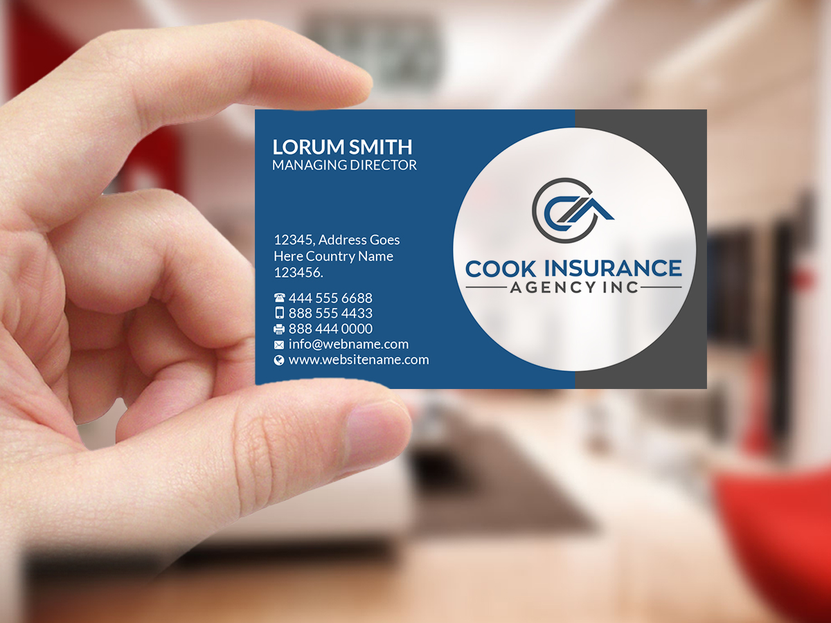 Visitenkarten-Design von Creations Box 2015 für Cook Insurance Agency | Design #21008988