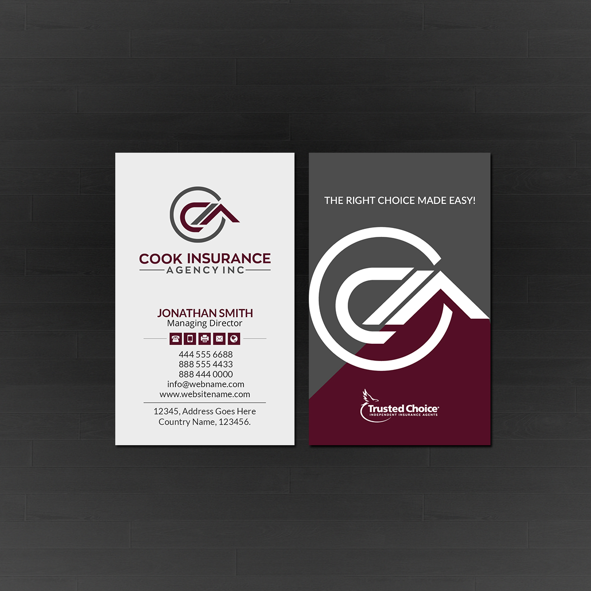 Business Card Design by Creations Box 2015 for Cook Insurance Agency | Design #21014836