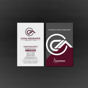 Business Card Design by Creations Box 2015 for Cook Insurance Agency | Design: #21014836