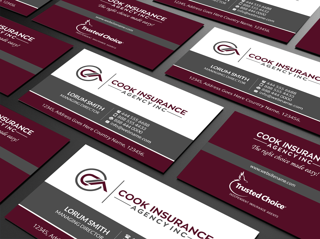 Visitenkarten-Design von Creations Box 2015 für Cook Insurance Agency | Design #21014839