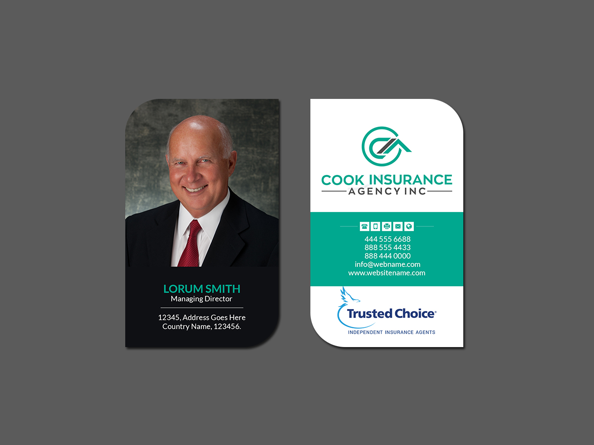 Visitenkarten-Design von Creations Box 2015 für Cook Insurance Agency | Design #21014846