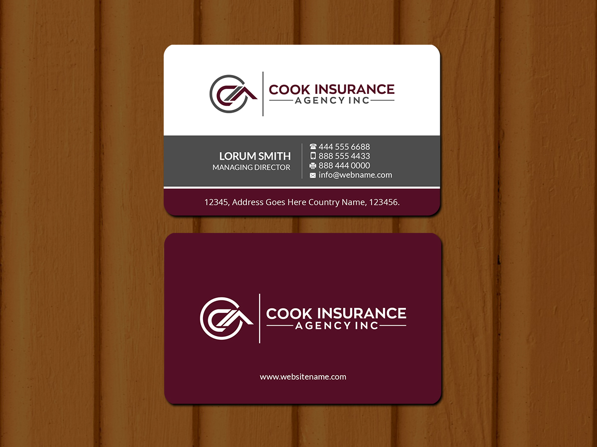 Business Card Design by Creations Box 2015 for Cook Insurance Agency | Design #21015395