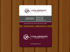Business Card Design by Creations Box 2015 for Cook Insurance Agency | Design: #21015395