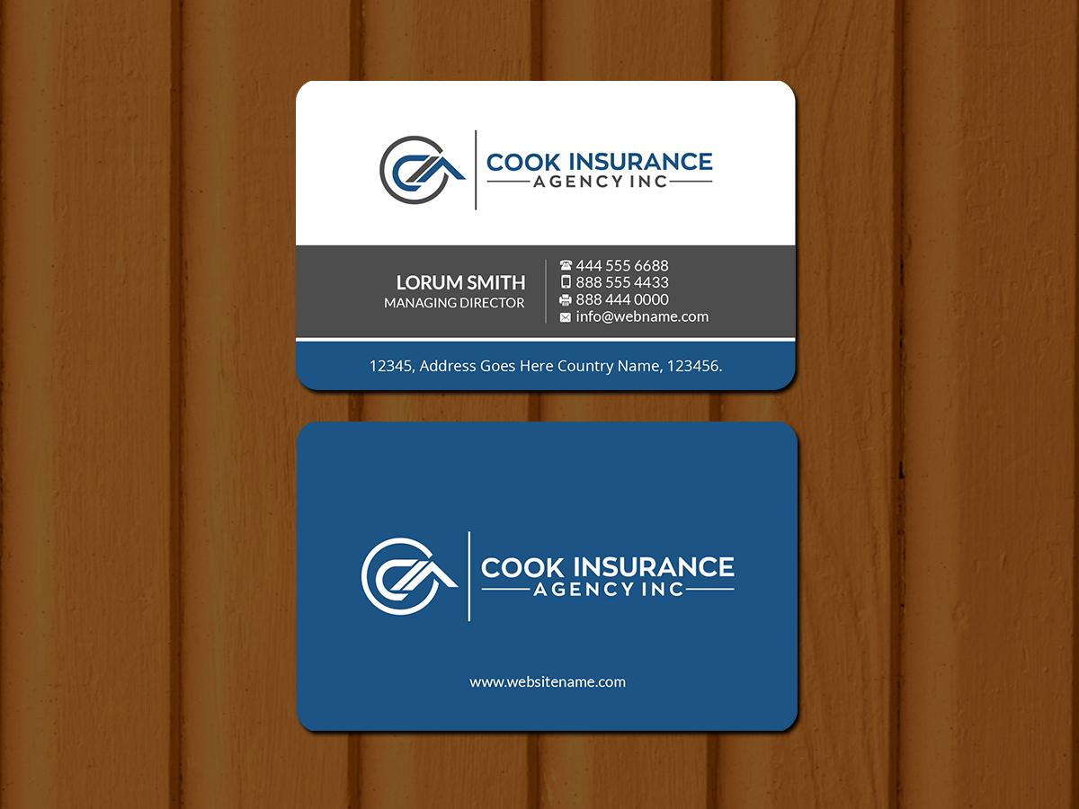 Business Card Design by Creations Box 2015 for Cook Insurance Agency | Design #21015396
