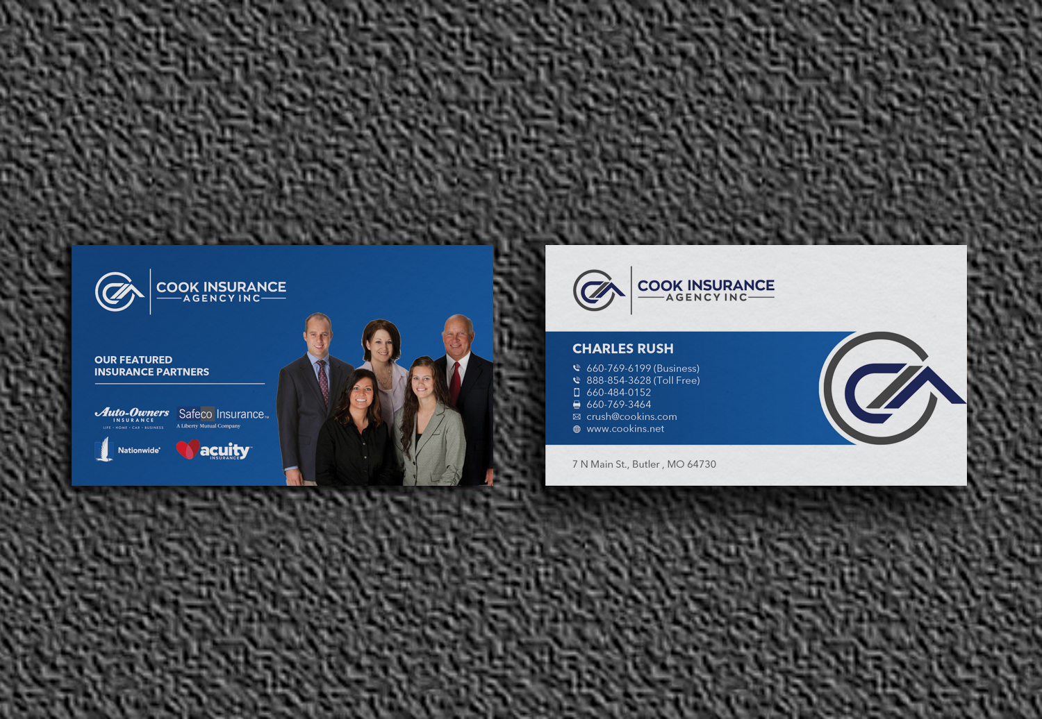 Business Card Design by OxonoArt for Cook Insurance Agency | Design #21052596