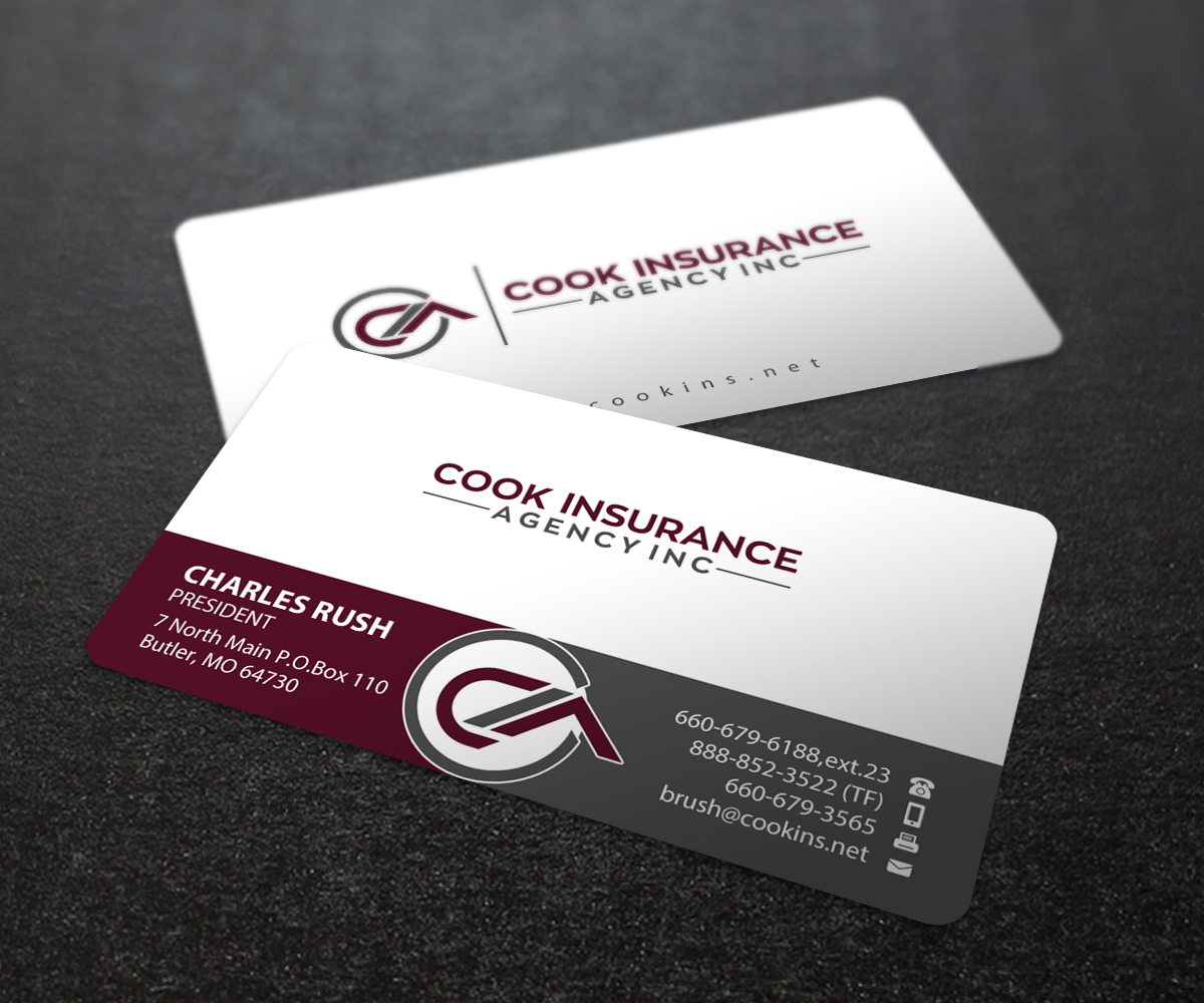 Business Card Design by Brand aid for Cook Insurance Agency | Design #21011675