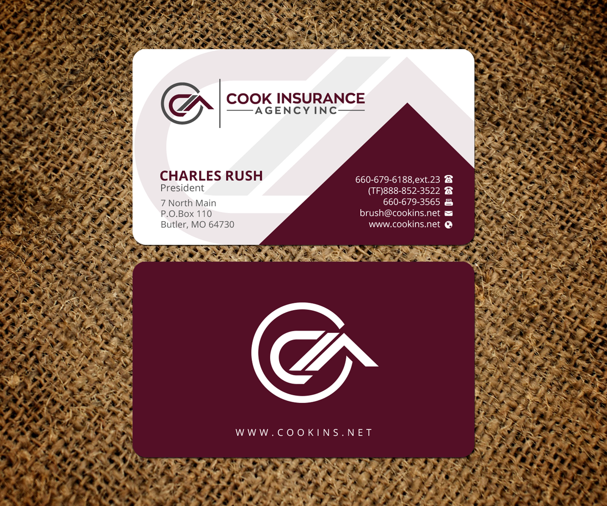Business Card Design by Brand aid for Cook Insurance Agency | Design #21045507