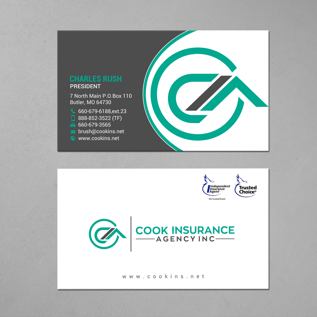 Business Card Design by chandrayaan.creative for Cook Insurance Agency | Design #21009493