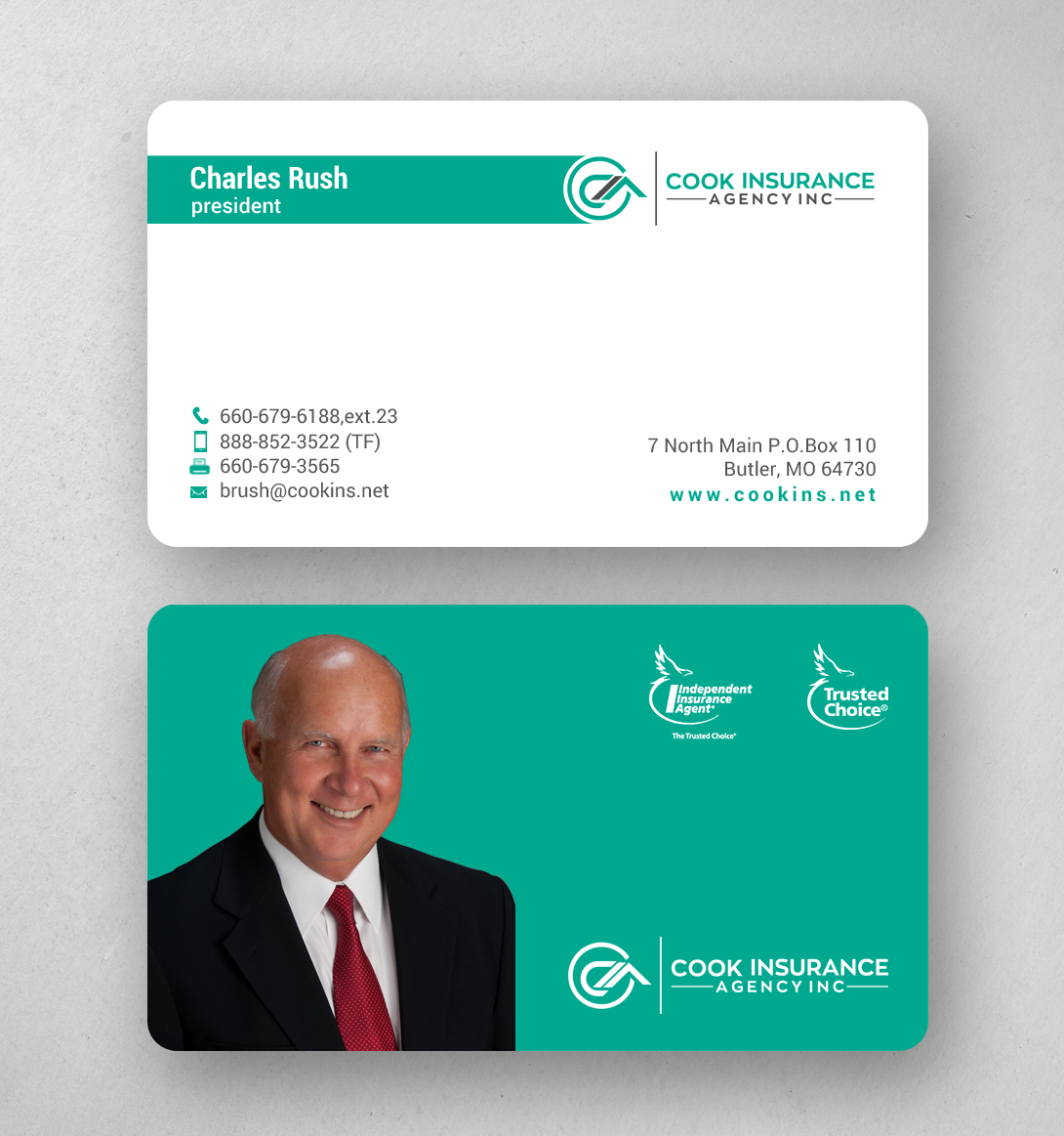 Business Card Design by chandrayaan.creative for Cook Insurance Agency | Design #21011137