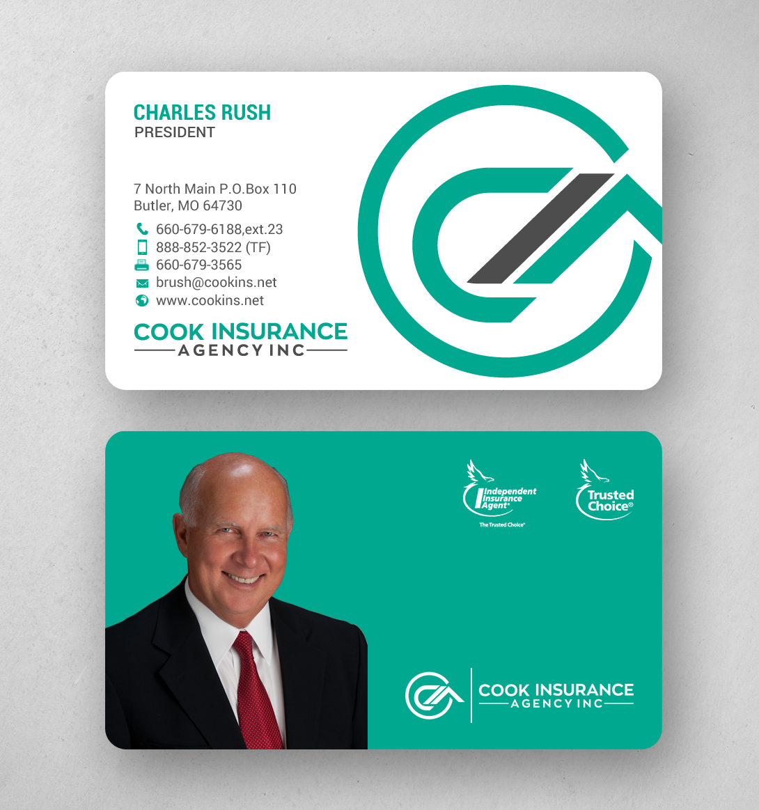 Diseño de Tarjeta de Presentación por chandrayaan.creative para Cook Insurance Agency | Diseño #21011138