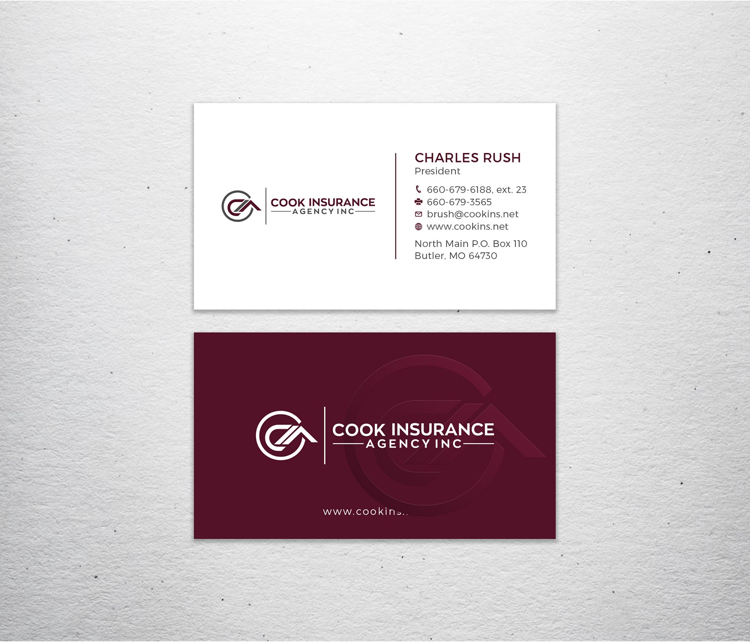 Business Card Design by Tripti Ranjan Gain for Cook Insurance Agency | Design #21006807