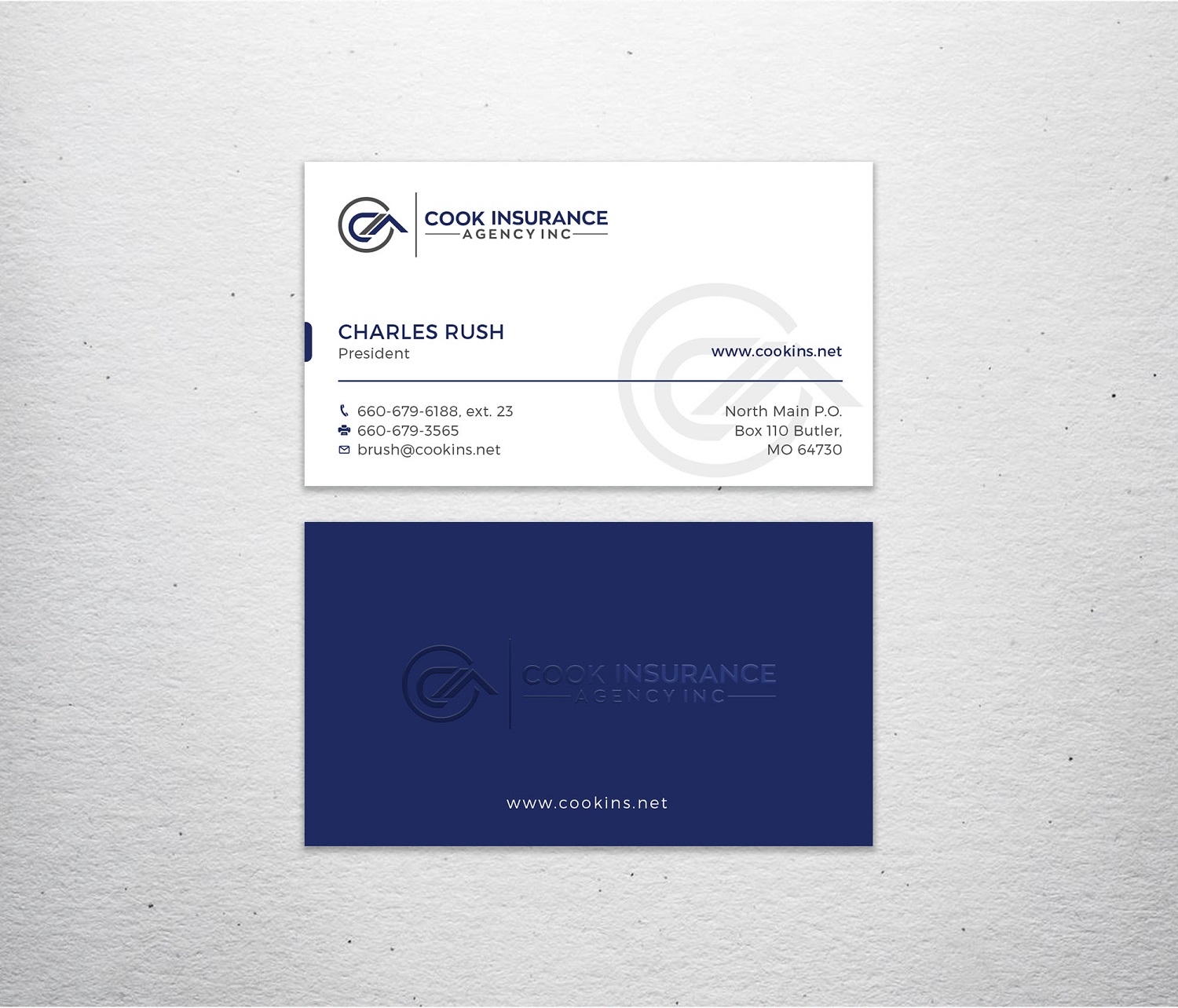 Business Card Design by Tripti Ranjan Gain for Cook Insurance Agency | Design #21006814