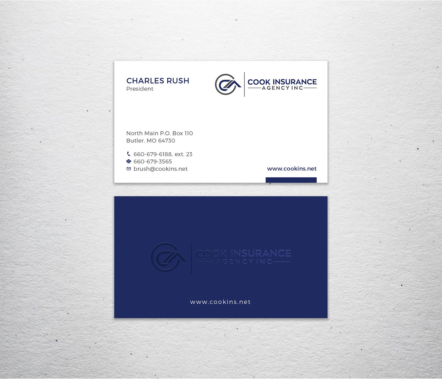 Diseño de Tarjeta de Presentación por Tripti Ranjan Gain para Cook Insurance Agency | Diseño #21006815