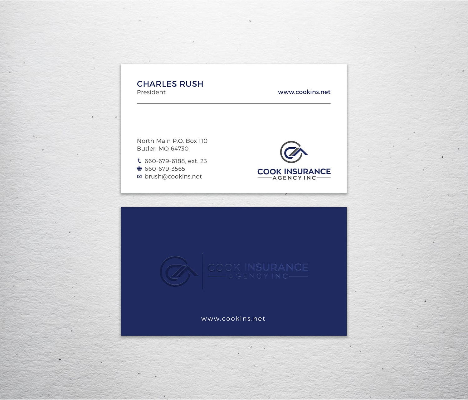 Visitenkarten-Design von Tripti Ranjan Gain für Cook Insurance Agency | Design #21006821