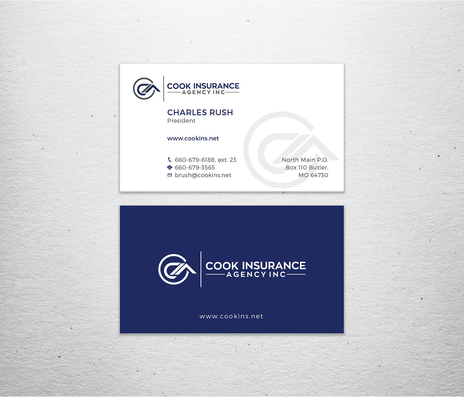 Visitenkarten-Design von Tripti Ranjan Gain für Cook Insurance Agency | Design #21006823