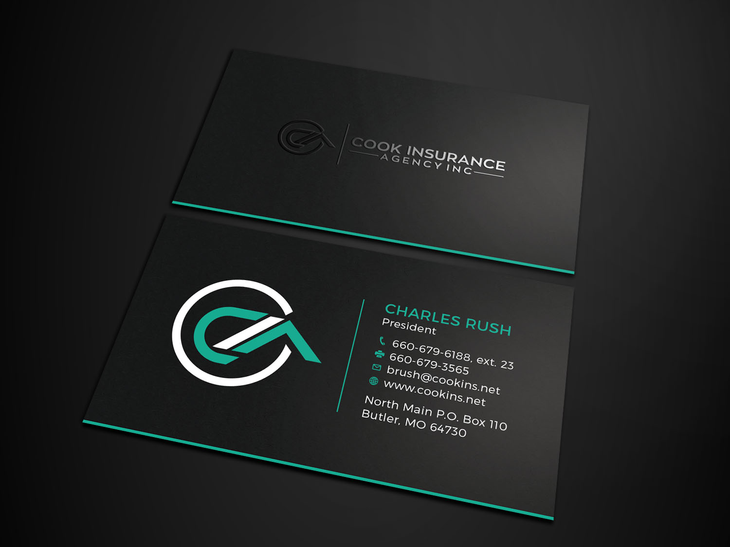 Diseño de Tarjeta de Presentación por Tripti Ranjan Gain para Cook Insurance Agency | Diseño #21006826