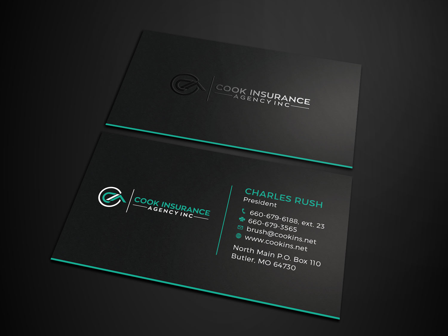 Diseño de Tarjeta de Presentación por Tripti Ranjan Gain para Cook Insurance Agency | Diseño #21006829