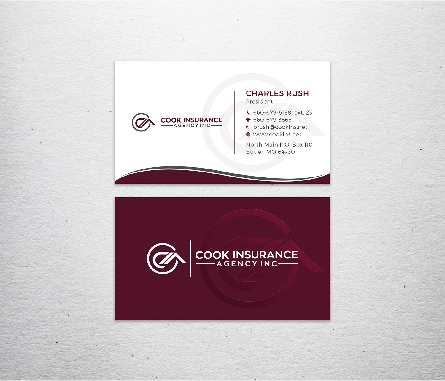 Business Card Design by Tripti Ranjan Gain for Cook Insurance Agency | Design #21015311