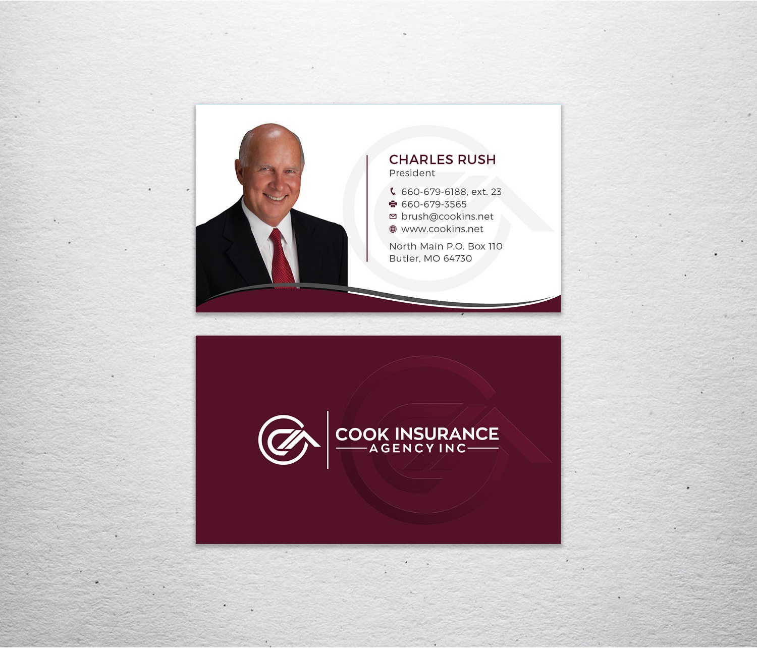 Diseño de Tarjeta de Presentación por Tripti Ranjan Gain para Cook Insurance Agency | Diseño #21015932