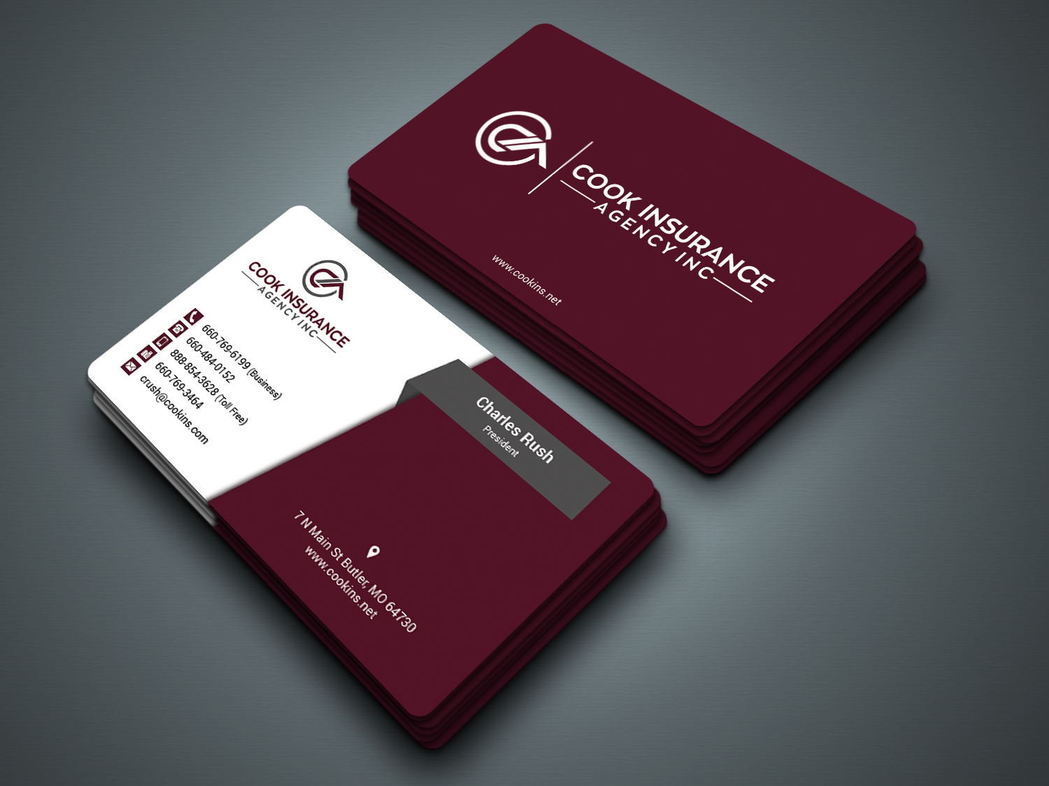 Diseño de Tarjeta de Presentación por zahidrabby.bigc para Cook Insurance Agency | Diseño #21039694