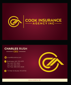 Business Card Design by Thanos Tok for Cook Insurance Agency | Design #21057595